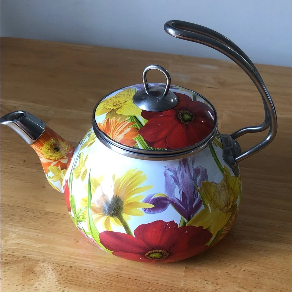 PIONEER Multicolor spring Floral Enamel Tea Kettle